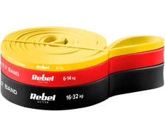 Latekso mankštos juostų rinkinys - Power Band PLs-1, 4-32 kg, 3 juostos, REBEL ACTIVE