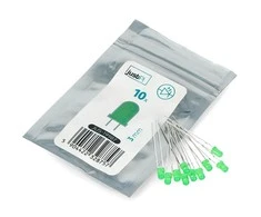 LED 3mm žalias - 10 vnt - JustPi