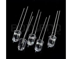 Oem LED 5mm baltas cool skaidrus - 5 vnt
