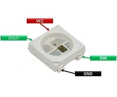 Oem LED diodu valdomas WS2812B 4pin - SMD 5050 - 10vnt - Skaitmeninis LED