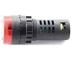 Oem LED indikatorius 12V DC - 28mm - raudonas su garsiniu signalu