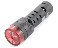 Oem LED indikatorius 230V AC - 19mm - raudonas su garsiniu signalu