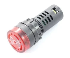 Oem LED indikatorius 230VAC - 28mm - raudonas su garsiniu signalu