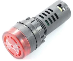 Oem LED indikatorius 24V DC - 28mm - raudonas su garsiniu signalu