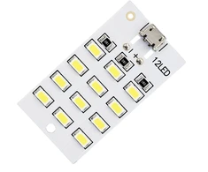 LED plokštė 5730 SMD Micro USB 12 diodų 5V šaltai balta šviesa
