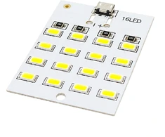 LED plokštė 5730 SMD Micro USB 16 diodų 5V šaltai balta šviesa 2vnt