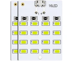 LED plokštė 5730 SMD Micro USB 16 diodų 5V šaltai balta šviesa 2vnt
