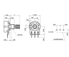 Oem Linijinis potenciometras B0.1K 0.10K - 1 vnt