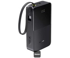 LiPo išorinis akumuliatorius (Powerbank) 20000mAh 22.5W su įmontuotu USB-C kabeliu, USB-A, USB-C Bipow2 Pro EnerFill Juodas BASEUS