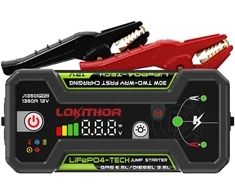 Startinis Įkroviklis - Lokithor J1350 Pro 1350A Piko Srovė Benzininiams Iki 6.5 L Dyzeliniams Iki 3.5 L Juodas