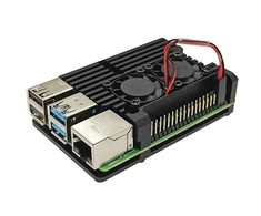 Lonten Technology justPi dėklas Raspberry Pi 4B - aliuminis su dviem ventiliatoriais - juodas - LT-4B02
