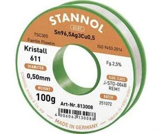 Lydmetalis Sn96.5Ag3Cu0.5 0.5mm 100g su fliusu Stannol