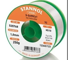 Lydmetalis Sn99.3Cu0.7 1.0mm 250g su fliusu Stannol