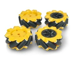 Mecanum ratų komplektas, 80mm, x4, juodas/geltonas su volais, DFRobot FIT0654-1