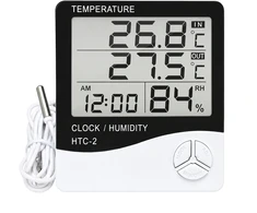 Meteorologinė stotelė - HTC-1 - Namų termometras - Higrometras - Laikrodis - Žadintuvas