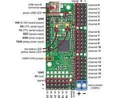 Mini Maestro USB 24 kanalų servo valdiklis, Pololu 1356