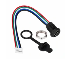 Mini USB moteriškas lizdas - 5+4 kontaktų - tiesus