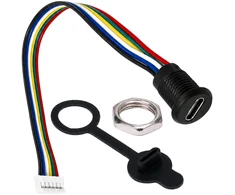 Mini USB moteriškas lizdas - 5+4 kontaktų - tiesus