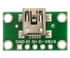 MiniUSB B tipo 5 kontaktų jungtis, jungtis maketavimo plokštei, Pololu 2593