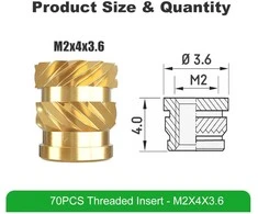 Mintion M2 x 4 mm x 3.6 mm srieginių įdėklų rinkinys - 70 vnt