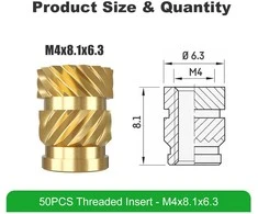 Mintion M4 x 8.1 mm x 6.3 mm srieginių įdėklų rinkinys - 50 vnt