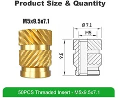 Mintion M5 x 9.5 mm x 7.1 mm srieginių įdėklų rinkinys - 50 vnt