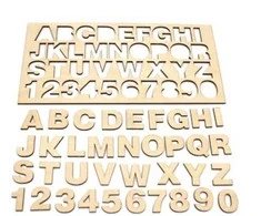 Oem Modelinė fanera su abėcėle ir skaičiais 0-9 - 300x150x3mm
