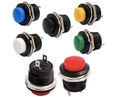 Oem Momentinis mygtukas R13-507 – mėlynas – 250V-3A – PB-02 – 16 mm – monostabilus – apvalus