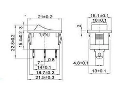 Oem Momentinis svirties jungiklis – monostabilus KCD1- 21x15mm (ON)-OFF-(ON) 250V - 3PIN