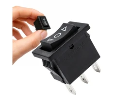 Momentinis svirtinis jungiklis - monostabilus KCD1- 21x15mm (ĮJUNGTA)-IŠJUNGTA-(ĮJUNGTA) 250V - 3 kontaktų