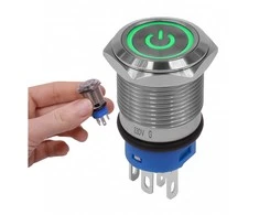 Monostabilus mygtukas, atsparus vandalizmui, LED, žalias, 16 mm, 220 V