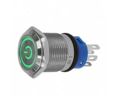 Monostabilus mygtukas, atsparus vandalizmui, LED, žalias, 16 mm, 220 V