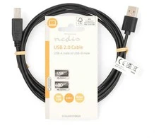 Nedis Kabelis spausdintuvui USB 2.0 A kištukas - USB B kištukas 480Mbps 2m, juodas