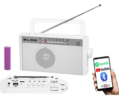 77-544# Nešiojamas analoginis AM/FM radijas blow ra9 baltas