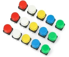 Odseven Tact Switch 12x12mm - apvalūs - spalvoti mygtukai - x15