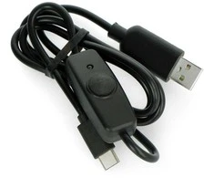 Oem Laidas USB-A į USB-C On/Off jungiklis, juodas - 0.9m
