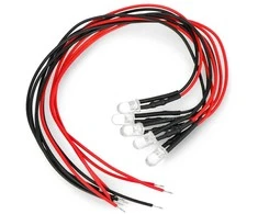 Oem LED 5mm 12V su rezistoriumi ir laidu - baltas - 5 vnt