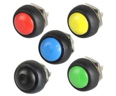 Oem PBS-33B momentinis mygtukas – juodas – 250V-1A – 12 mm – monostabilus – apvalus