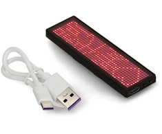 Oem Programuojama LED vardo kortelė 93x30mm - USB tekstinis ekranas - raudona