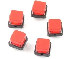 Oem Tact jungiklis 12x12mm su dangteliu - raudonas kvadratas - 5vnt
