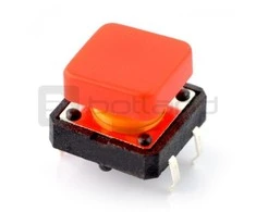 Oem Tact jungiklis 12x12mm su dangteliu - raudonas kvadratas - 5vnt