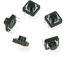 Oem Taktinis jungiklis 12x12mm/7mm THT 4 kontaktų - juodas - 5 vnt