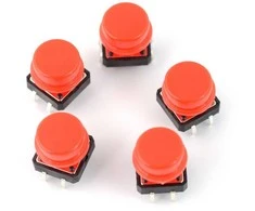 Oem Taktinis mygtukas 12x12mm su dangteliu - raudonas - 5 vnt