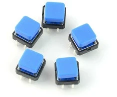 Oem Taktinis mygtukas 12x12mm su dangteliu - kvadratinis mėlynas - 5 vnt
