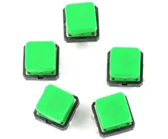 Oem Taktinis mygtukas 12x12mm su dangteliu - kvadratinis žalias - 5 vnt