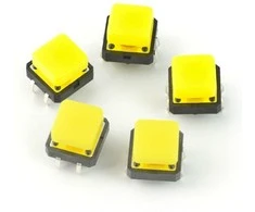 Oem Taktinis mygtukas 12x12mm su dangteliu - kvadratinis geltonas- 5 vnt