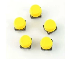 Oem Taktinis mygtukas 12x12mm su dangteliu - mushroom yellow - 5 vnt