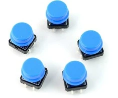 Oem Taktinis mygtukas 12x12mm su dangteliu - mėlynas - 5 vnt