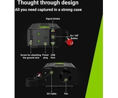 Oem Žalias Cell® automobilio keitiklio keitiklis nuo 24V iki 230V grynas sinusinis 150W/300W su USB