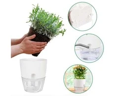 Oliz Savaime laistomas gėlių vazonas - 10.2 cm - baltas - automatinis augalų laistymas